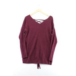 Debut lace up back sweater womens s/m casual cozycore normcore basic versatile